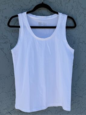 Pact Luxe Stretch White Organic Cotton Scoop Neck Tank Top S M L XL